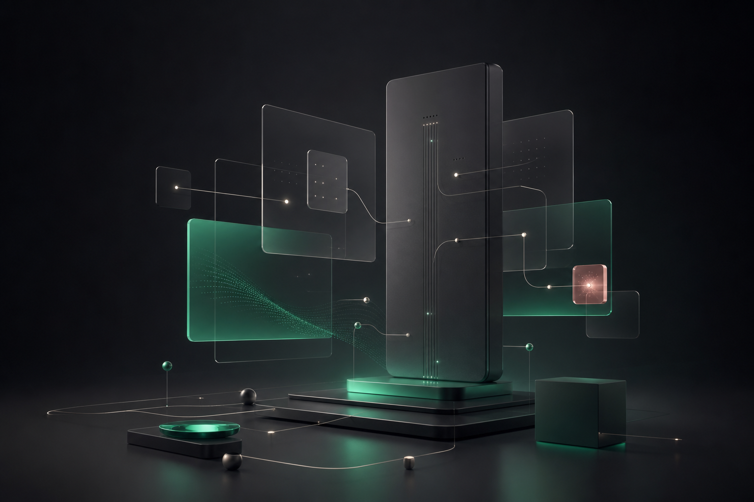 Composição abstrata de módulos digitais conectados